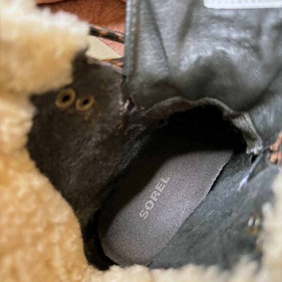 Sorel Conquest Wedge II Shearling Lace Up Boots Brown Leather Size 8 - Picture 10 of 12